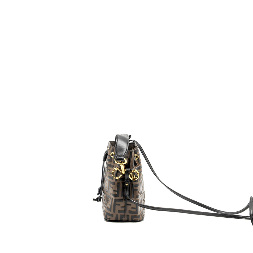 FENDI MINI MON TRESOR BUCKET BAG CALFSKIN BROWN/BLACK GHW