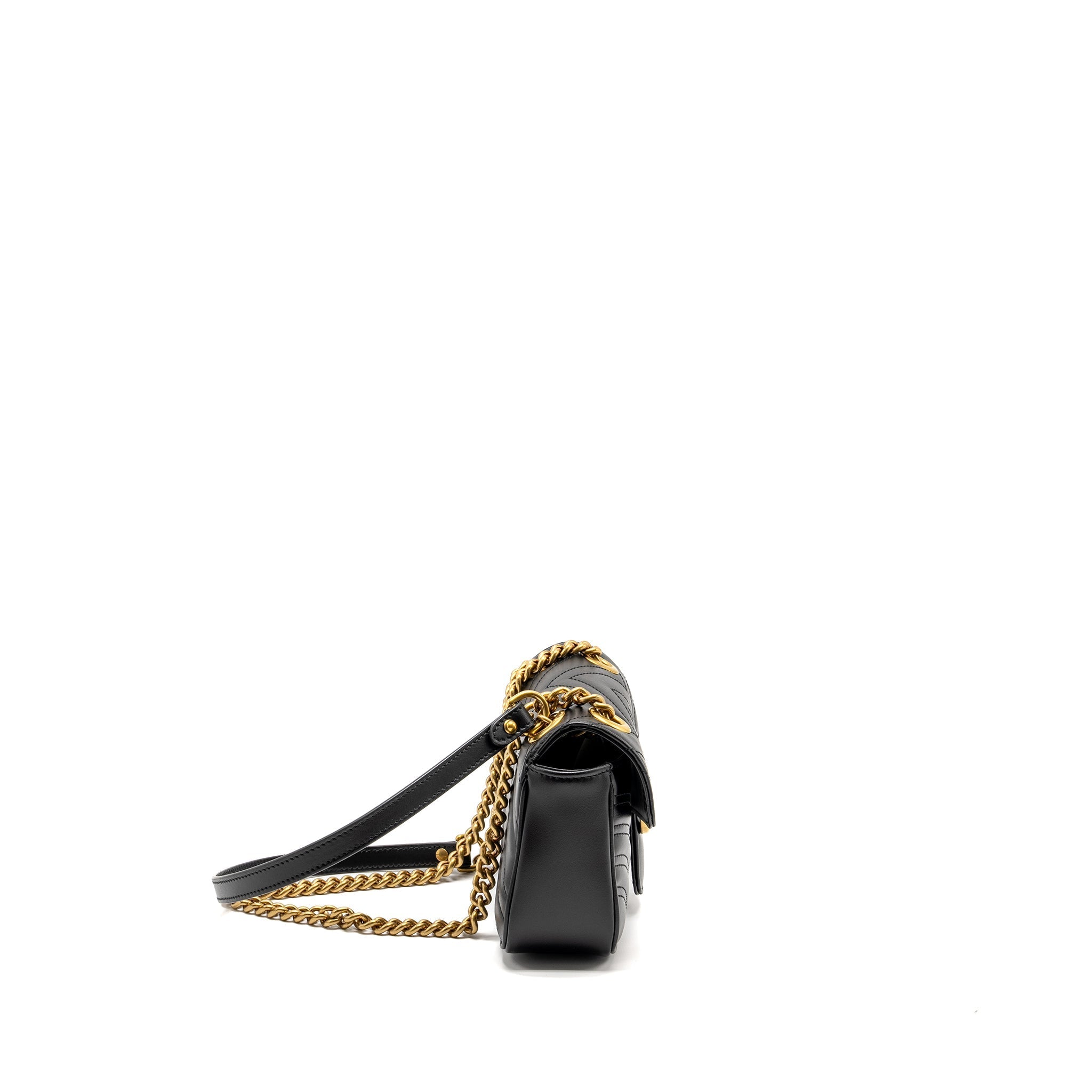 GUCCI MINI GG MARMONT SHOULDER BAG CALFSKIN BLACK GHW