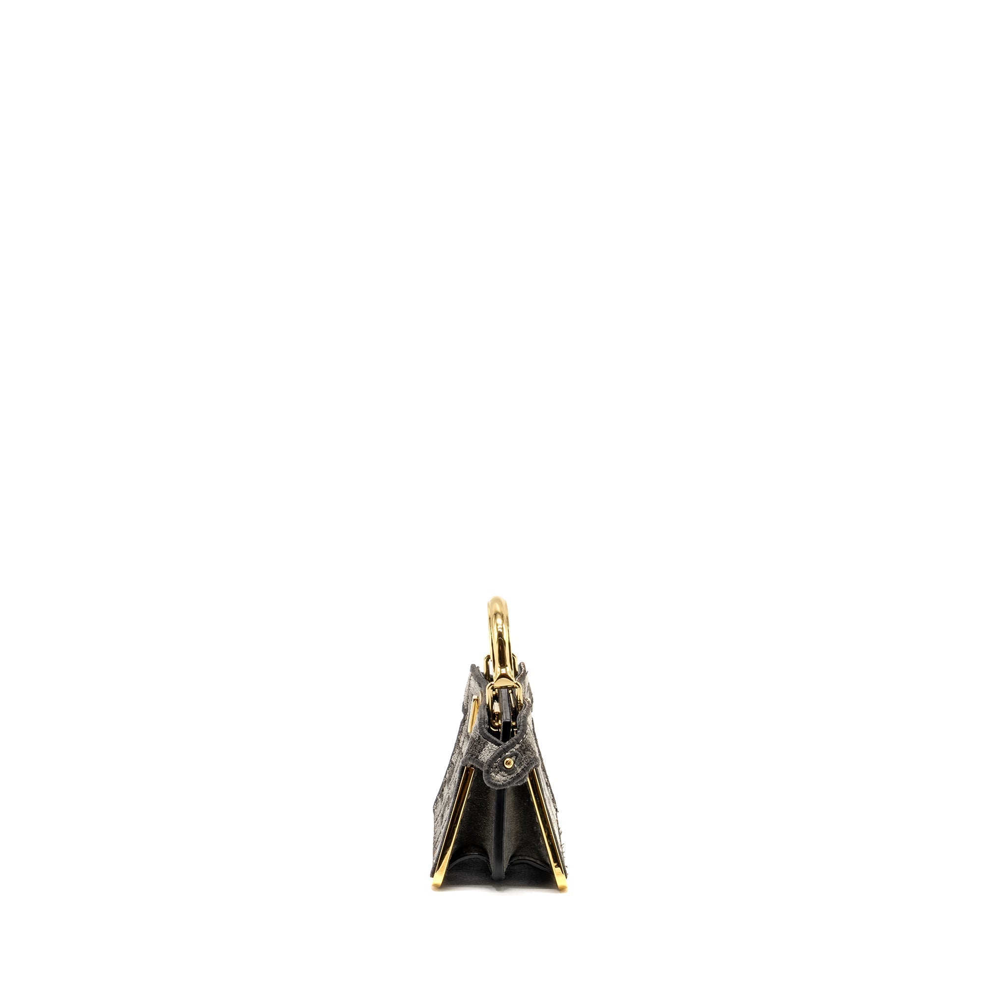 FENDI NANO PEEKABOO BAG FABRIC DARK GREY GHW