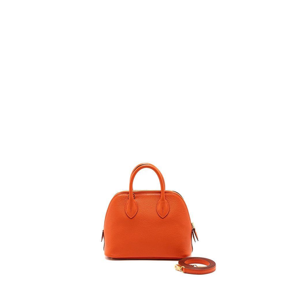 HERMES MINI BOLIDE CHEVRE MYSORE POPPY ORANGE GHW