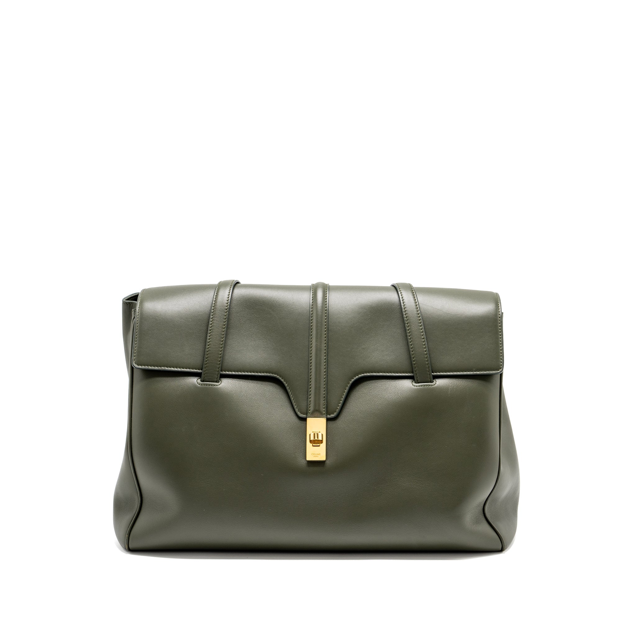 CELINE LARGE SOFT 16 BAG SMOOTH CALFSKIN DARK GREEN GHW