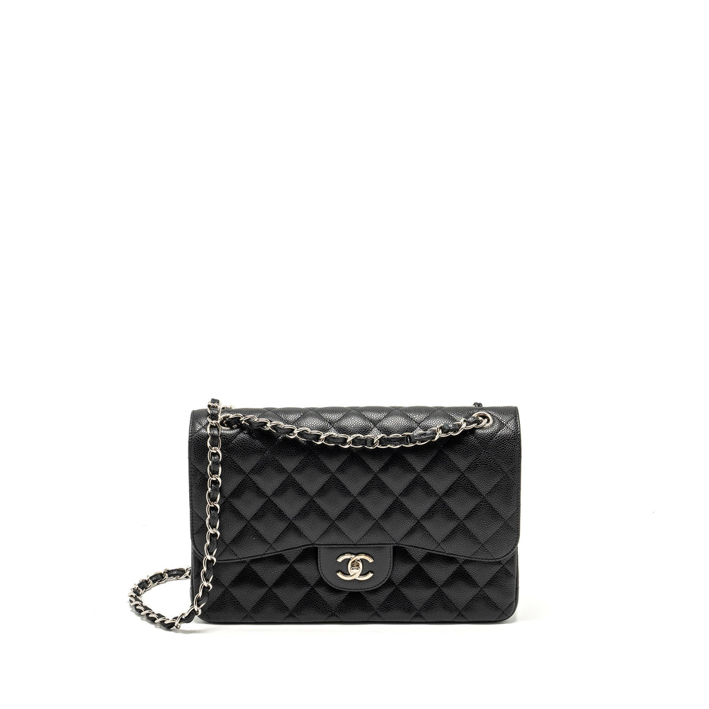 CHANEL JUMBO CLASSIC DOUBLE FLAP BAG CAVIAR BLACK SHW