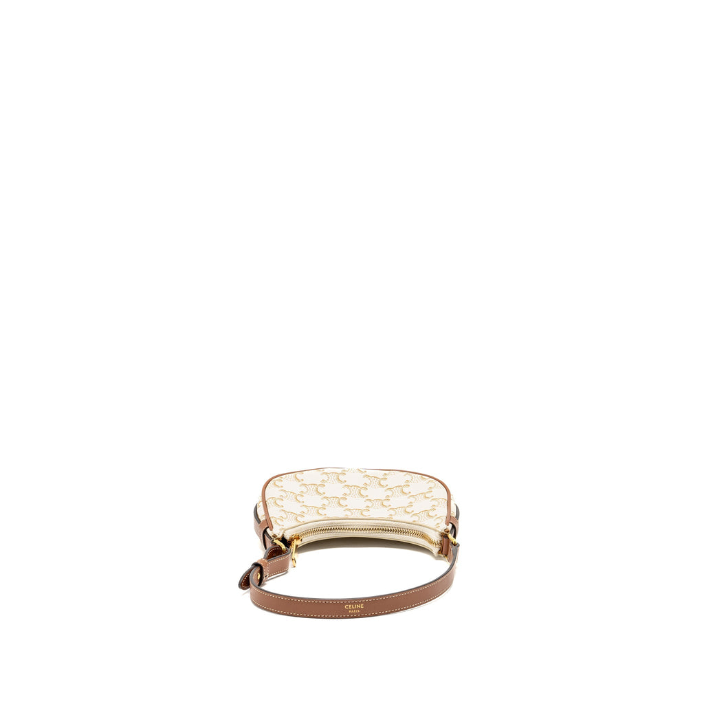 CELINE MINI AVA BAG TRIOMPHE CANVAS/CALFSKIN WHITE/BROWN GHW
