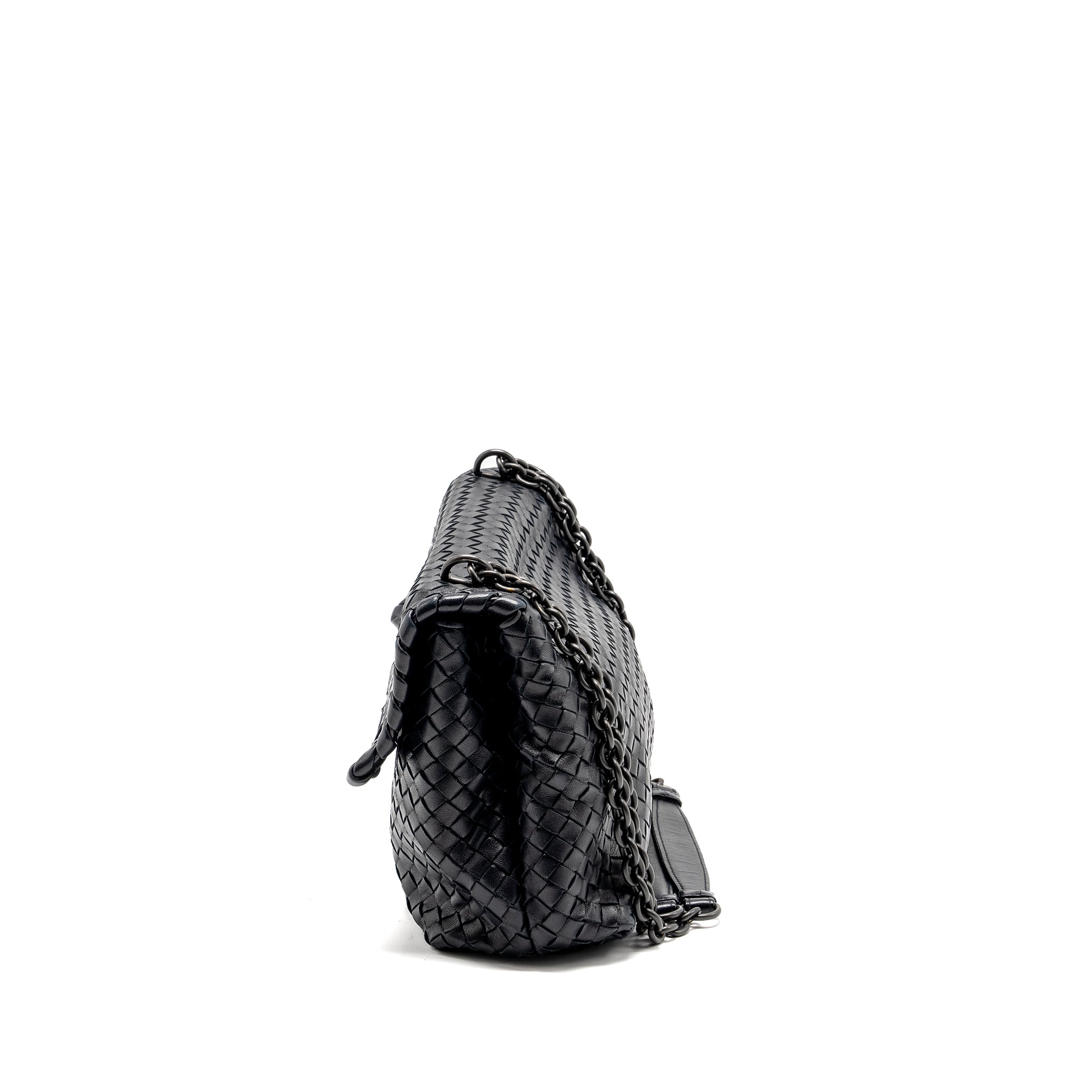 BOTTEGA VENETA OLYMPIA BAG LEATHER BLACK WITH BLACK HARDWARE