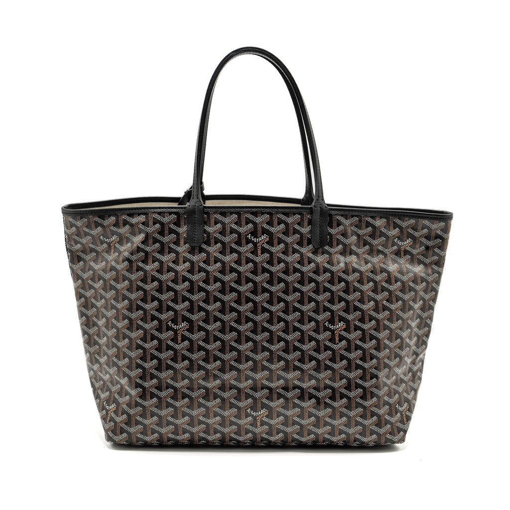GOYARD SAINT LOUIS PM TOTE BAG GOYARDINE CANVAS / CALFSKIN BLACK SHW