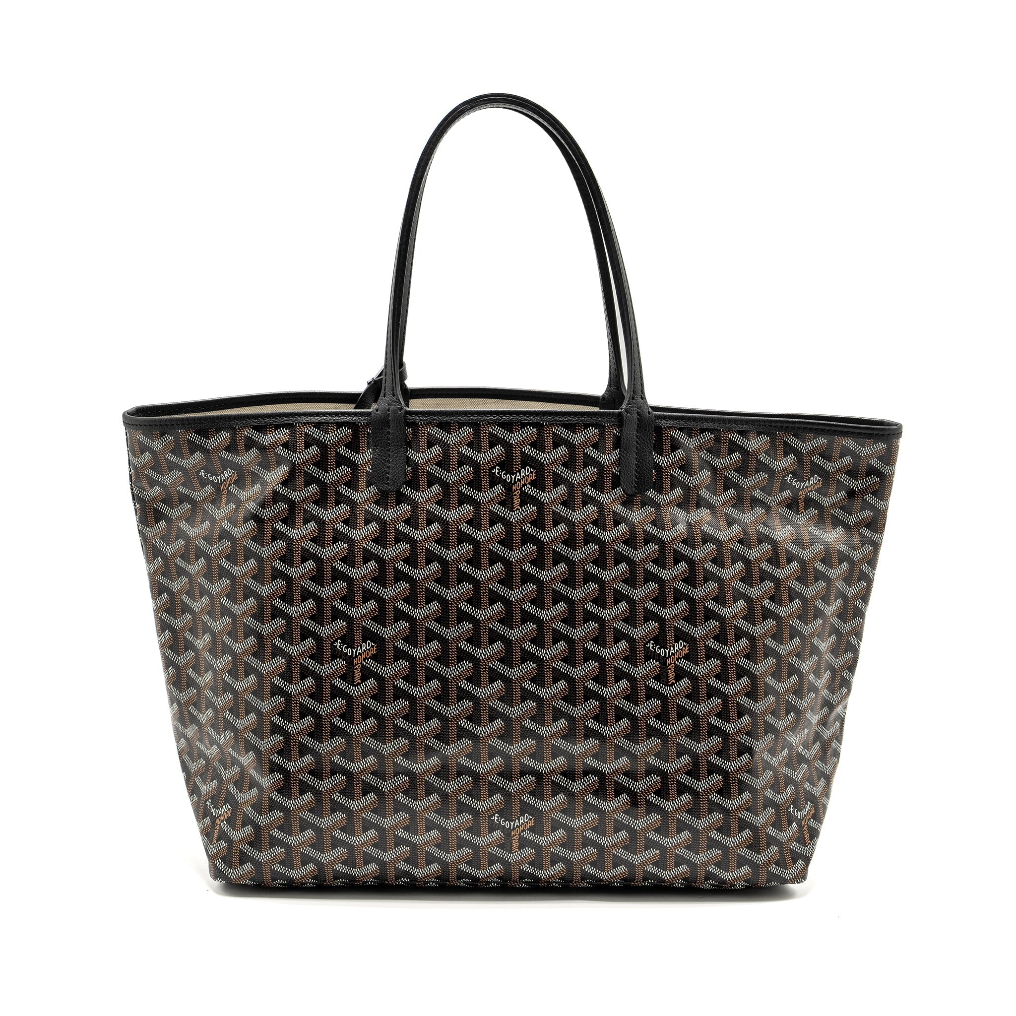 GOYARD SAINT LOUIS PM TOTE BAG GOYARDINE CANVAS / CALFSKIN BLACK SHW