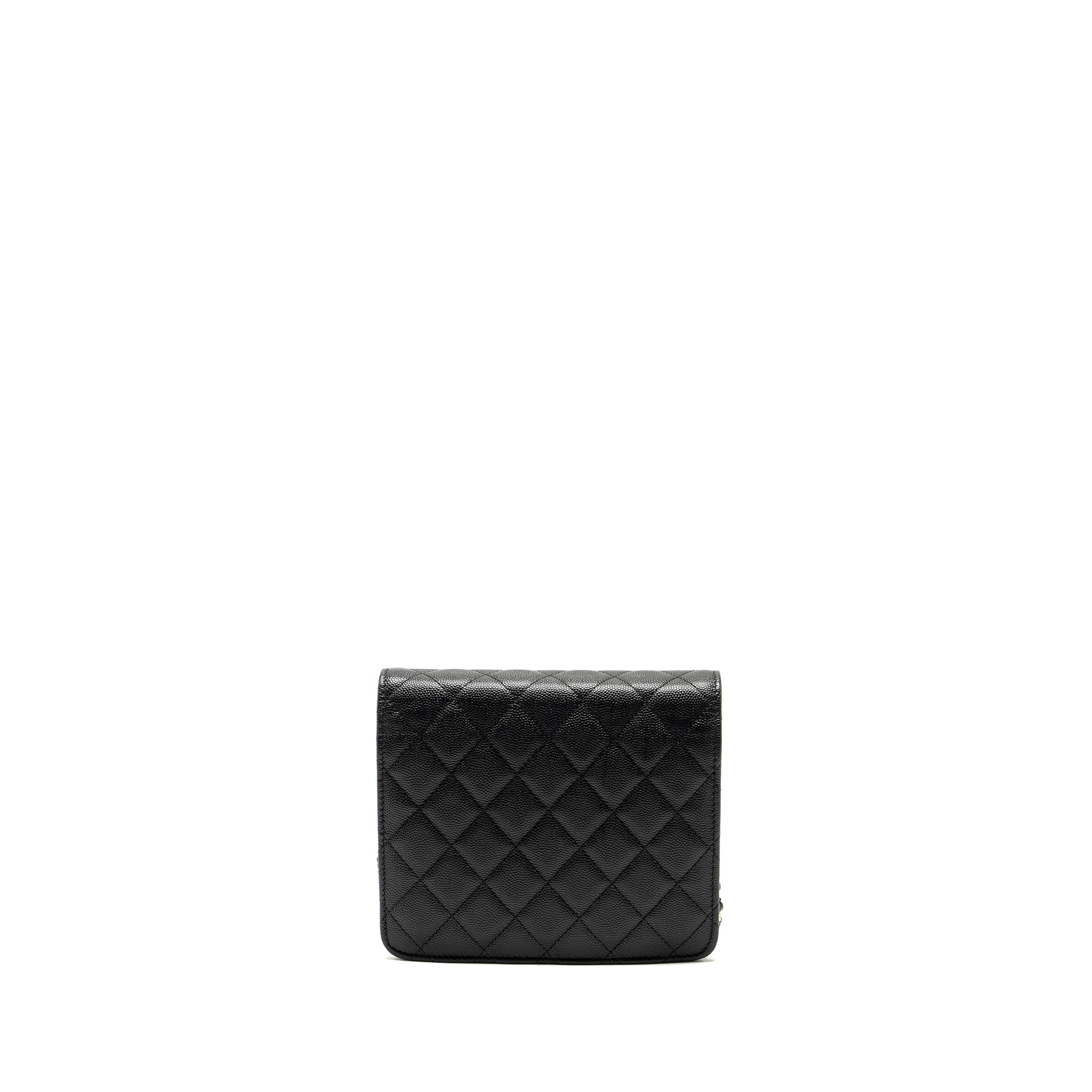 CHANEL QUILTED WALLET ON CHAIN CAVIAR BLACK GHW