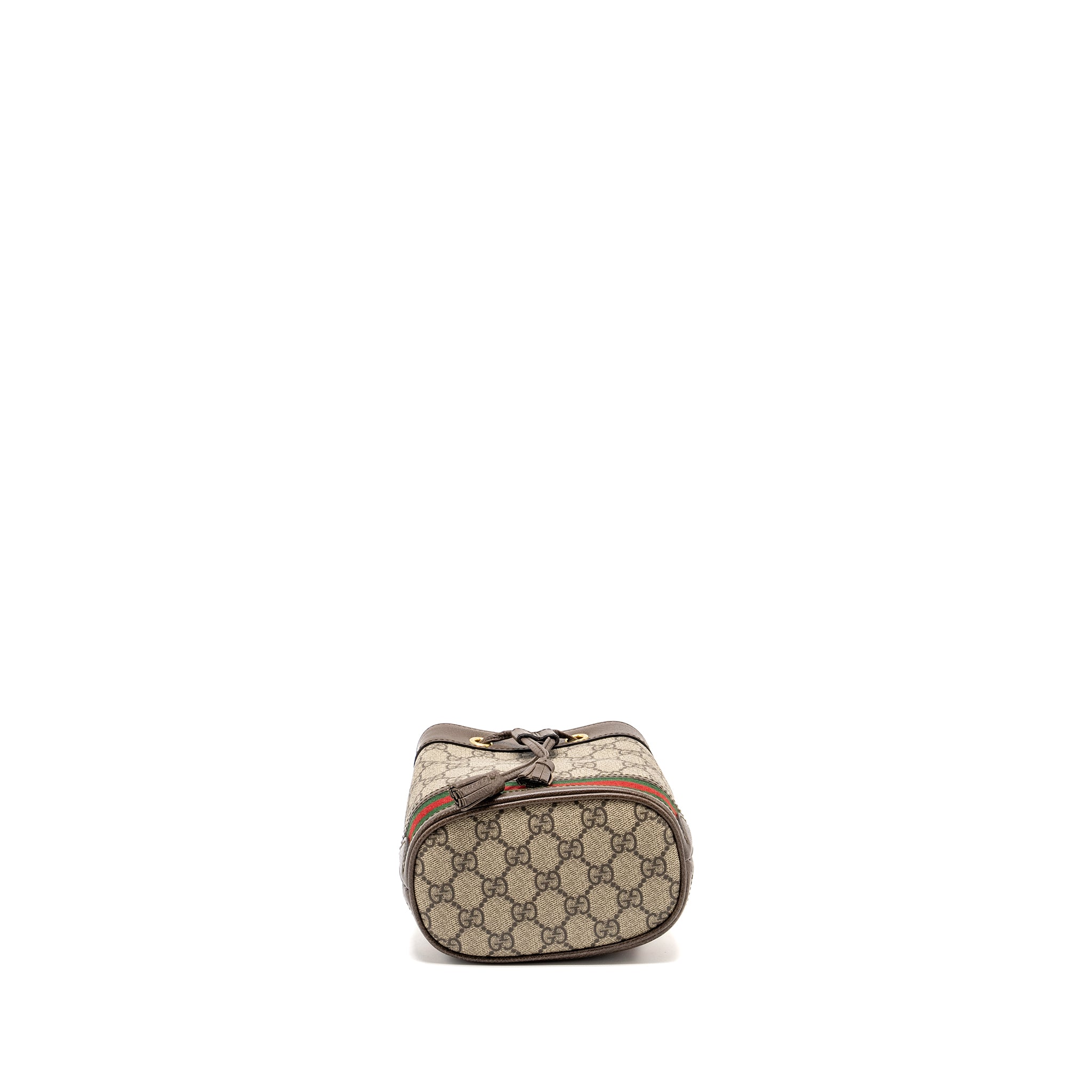 GUCCI OPHIDIA MINI BUCKET BAG GG SUPREME CANVAS BEIGE / EBONY GHW