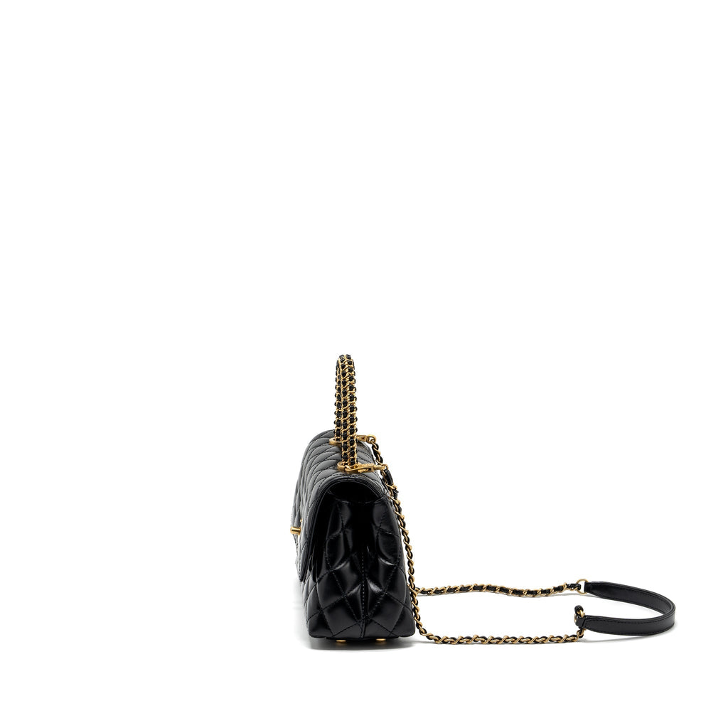 CHANEL SMALL COCO HANDLE LIMITED EDITION SMOOTH CALFSKIN BLACK GHW(MICROCHIP)