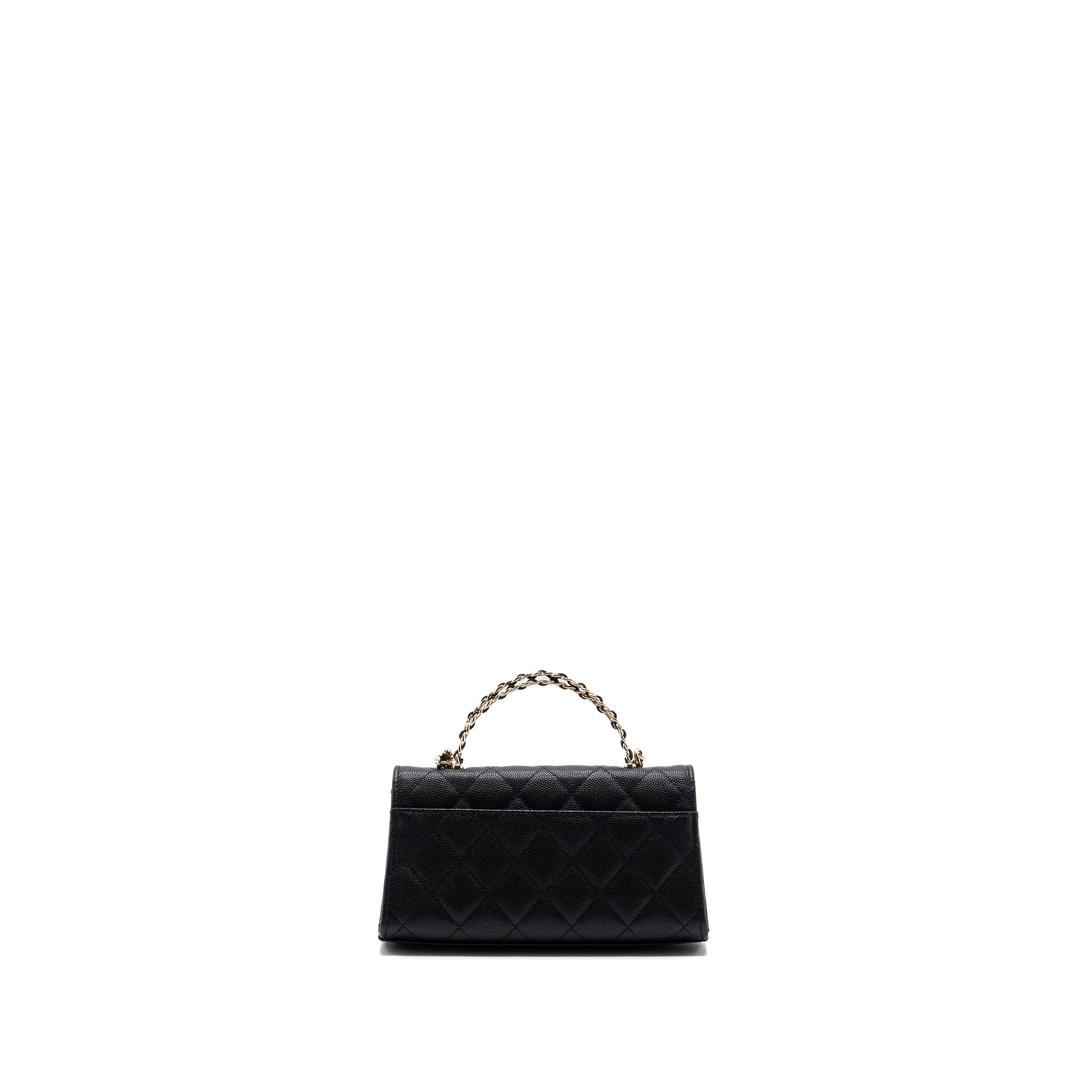 CHANEL TOP HANDLE MINI FLAP BAG WITH CHAIN CAVIAR BLACK LGHW (MICROCHIP)