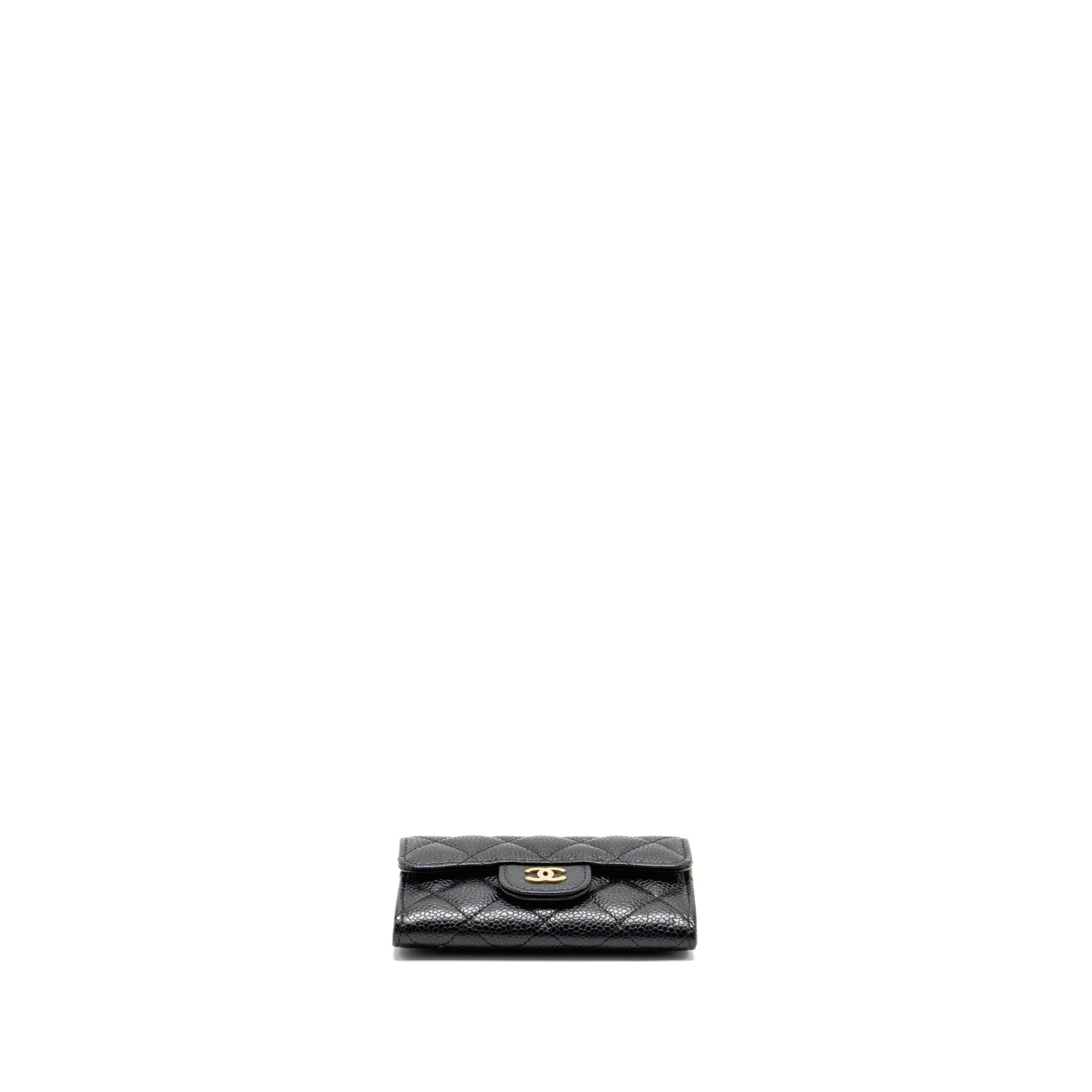 CHANEL CLASSIC FLAP CARD HOLDER CAVIAR BLACK GHW (MICROCHIP)