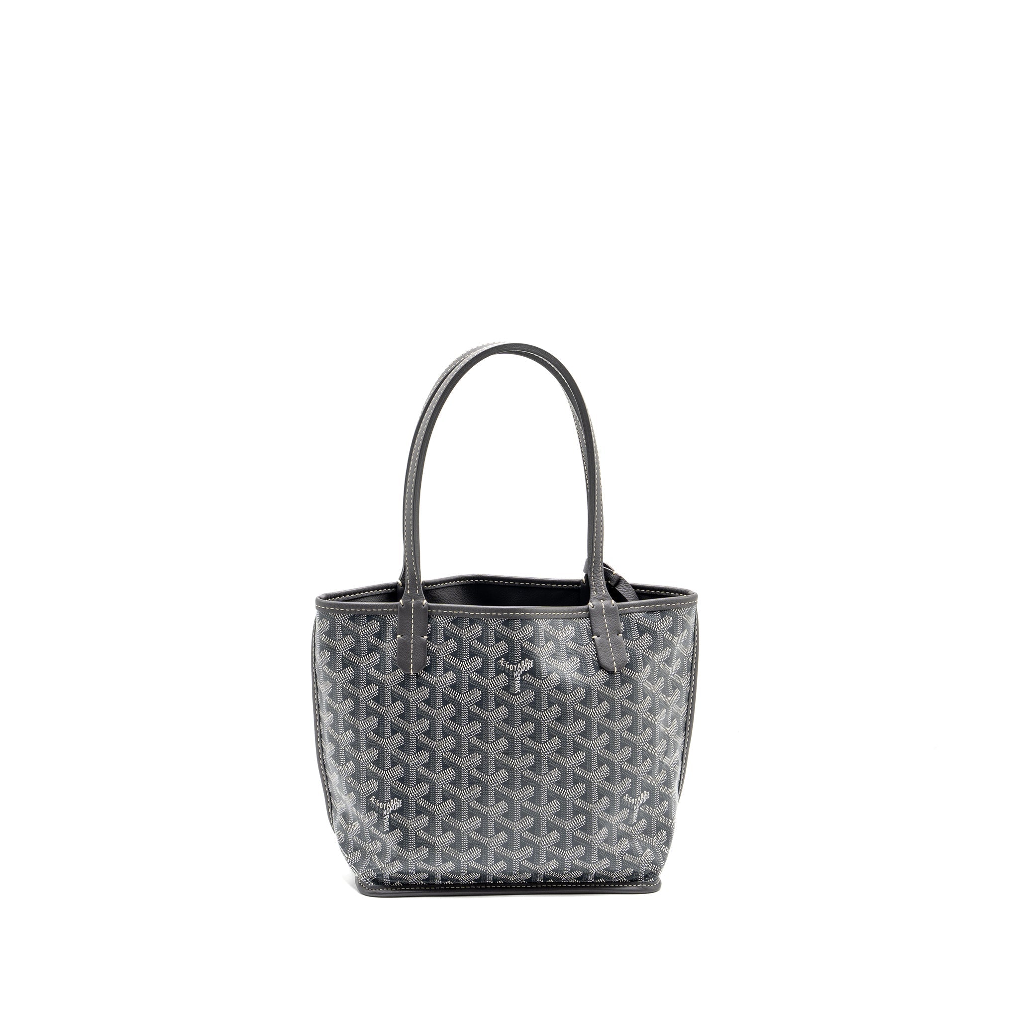 GOYARD MINI ANJOU TOTE BAG GOYARDLINE CANVAS/CALFSKIN GREY SHW