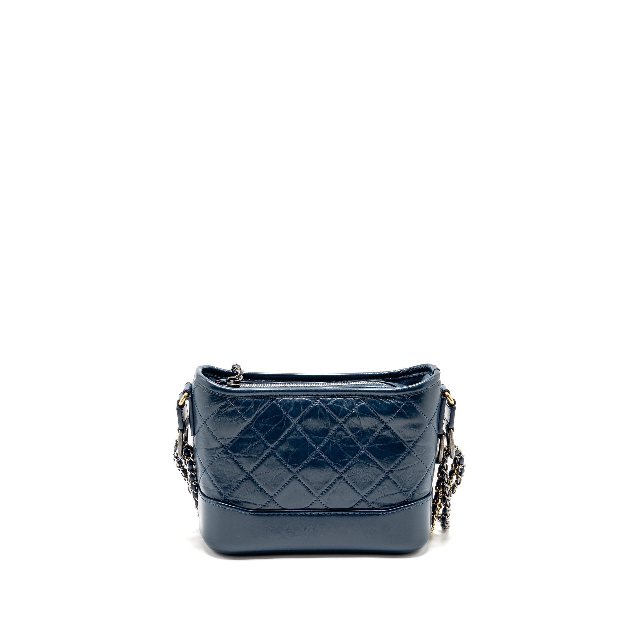 CHANEL SMALL GABRIELLE HOBO BAG AGED CALFSKIN BLUE MULTICOLOURED HARDWARE