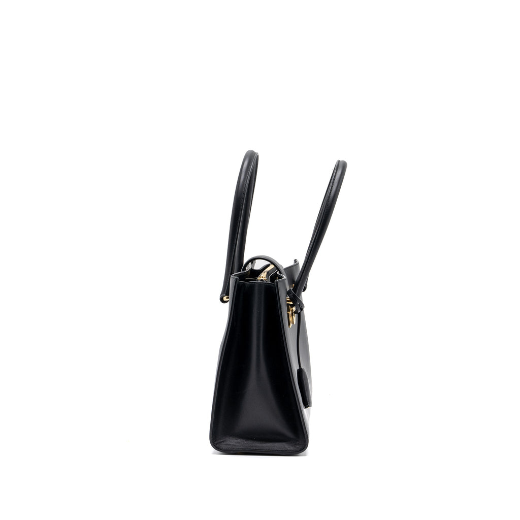 SALVATORE FERRAGAMO TOTE BAG CALFSKIN BLACK GHW