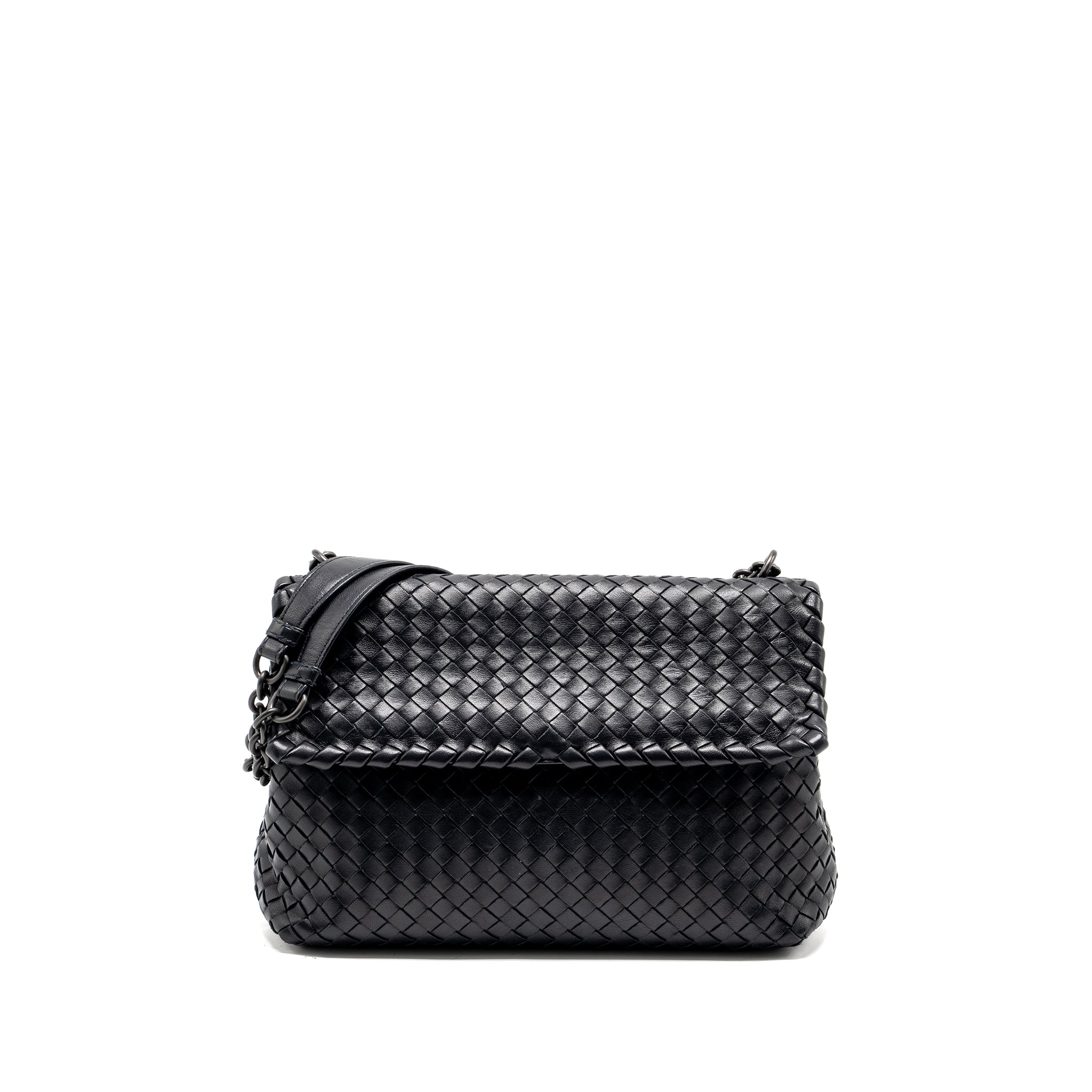 BOTTEGA VENETA OLYMPIA BAG LEATHER BLACK WITH BLACK HARDWARE