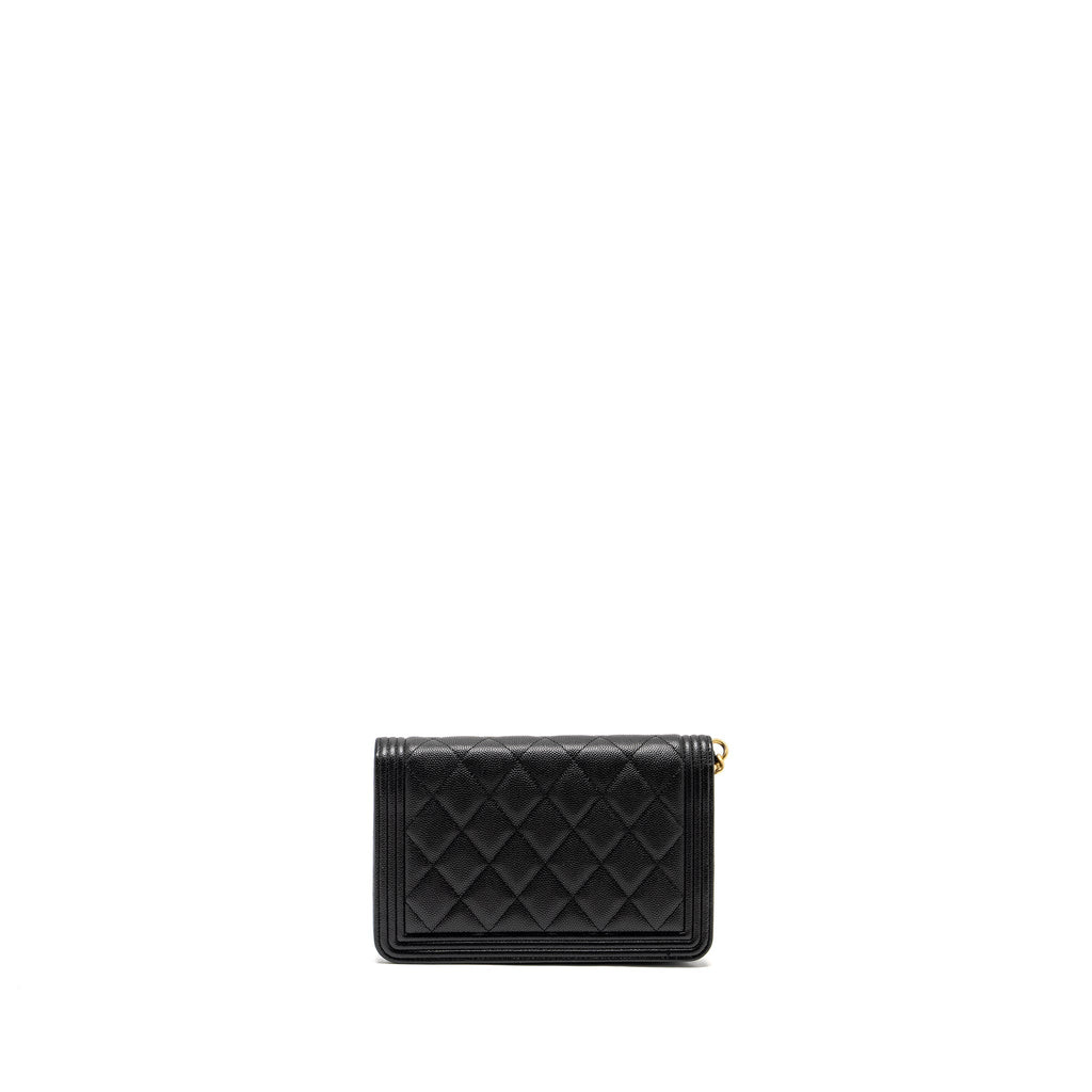 CHANEL BOY WALLET ON CHAIN CAVIAR BLACK GHW (MICROCHIP)