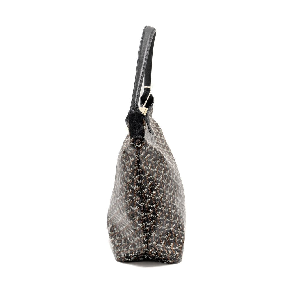 GOYARD BOHEME HOBO BAG GOYARDINE CANVAS/CALFSKIN BLACK SHW