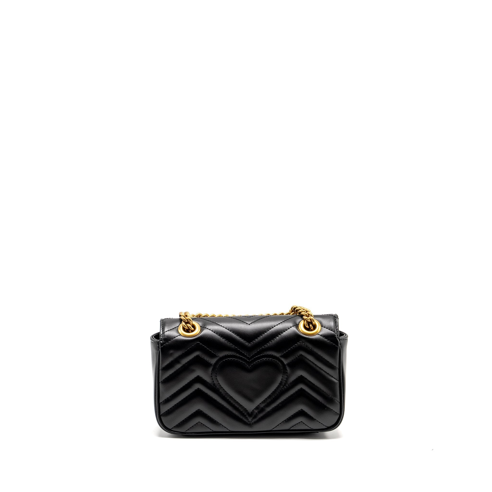GUCCI MINI GG MARMONT SHOULDER BAG CALFSKIN BLACK GHW