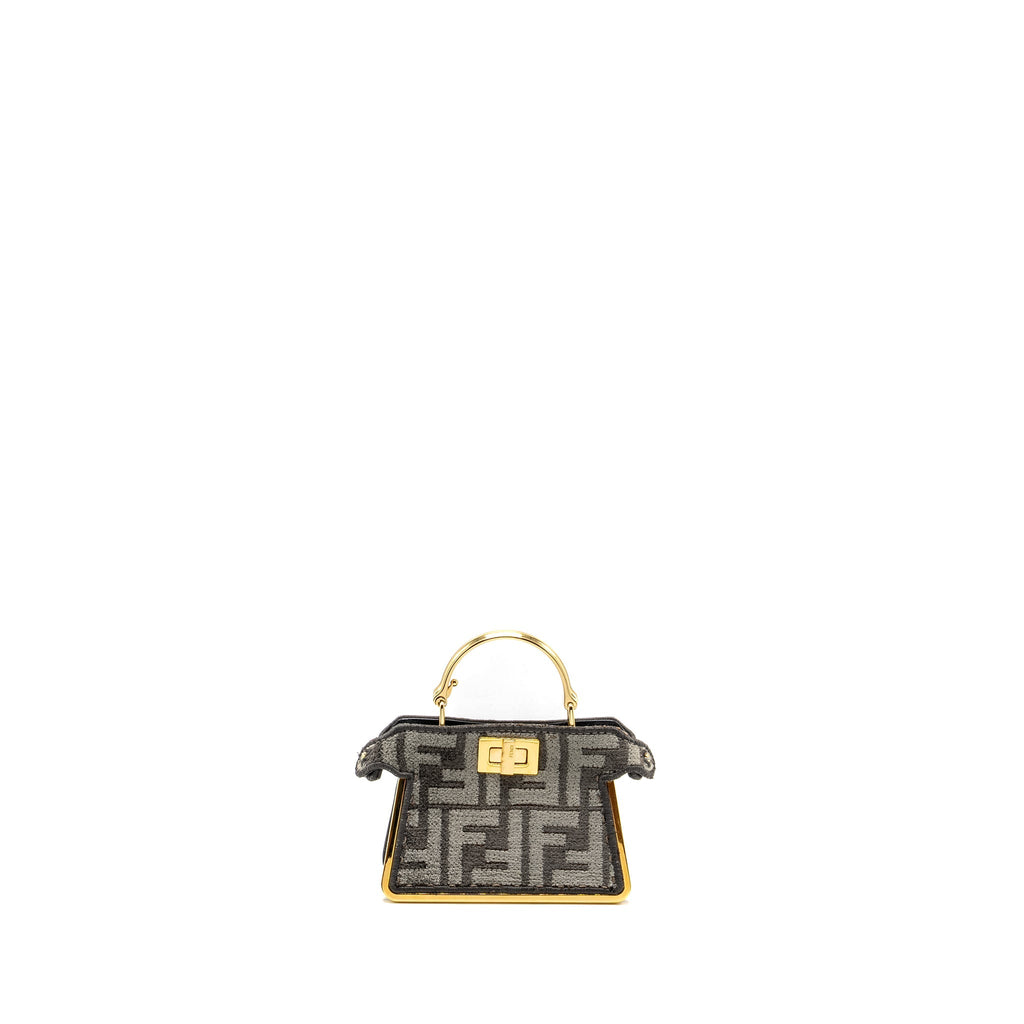 FENDI NANO PEEKABOO BAG FABRIC DARK GREY GHW