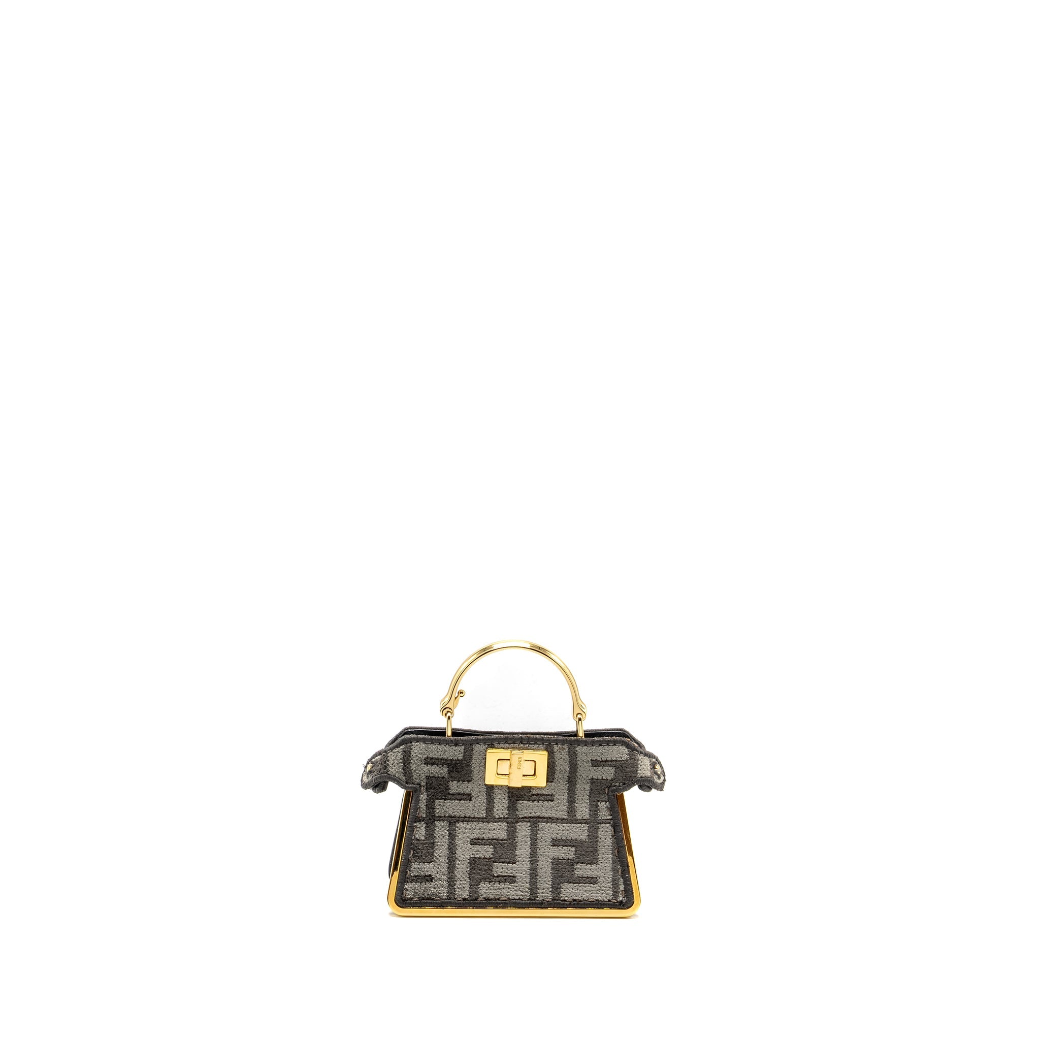 FENDI NANO PEEKABOO BAG FABRIC DARK GREY GHW