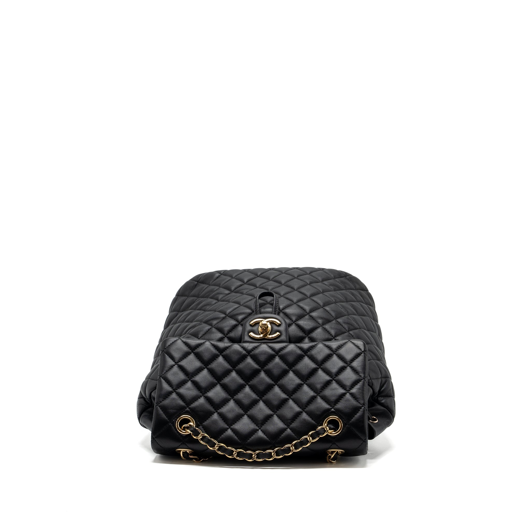 CHANEL QUILTED FLAP BACKPACK LAMBSKIN BLACK GHW