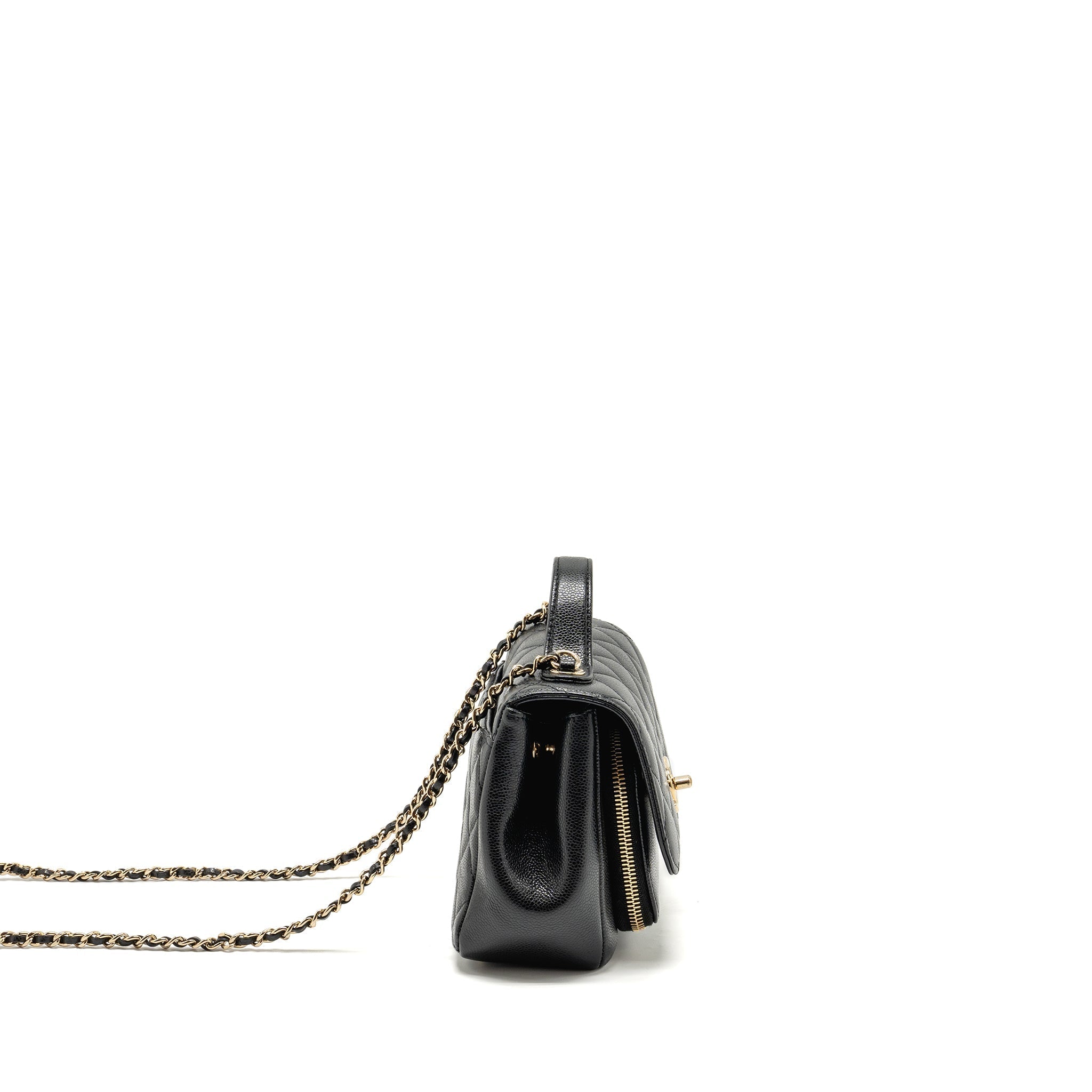 CHANEL SMALL BUSINESS AFFINITY CAVIAR BLACK LGHW