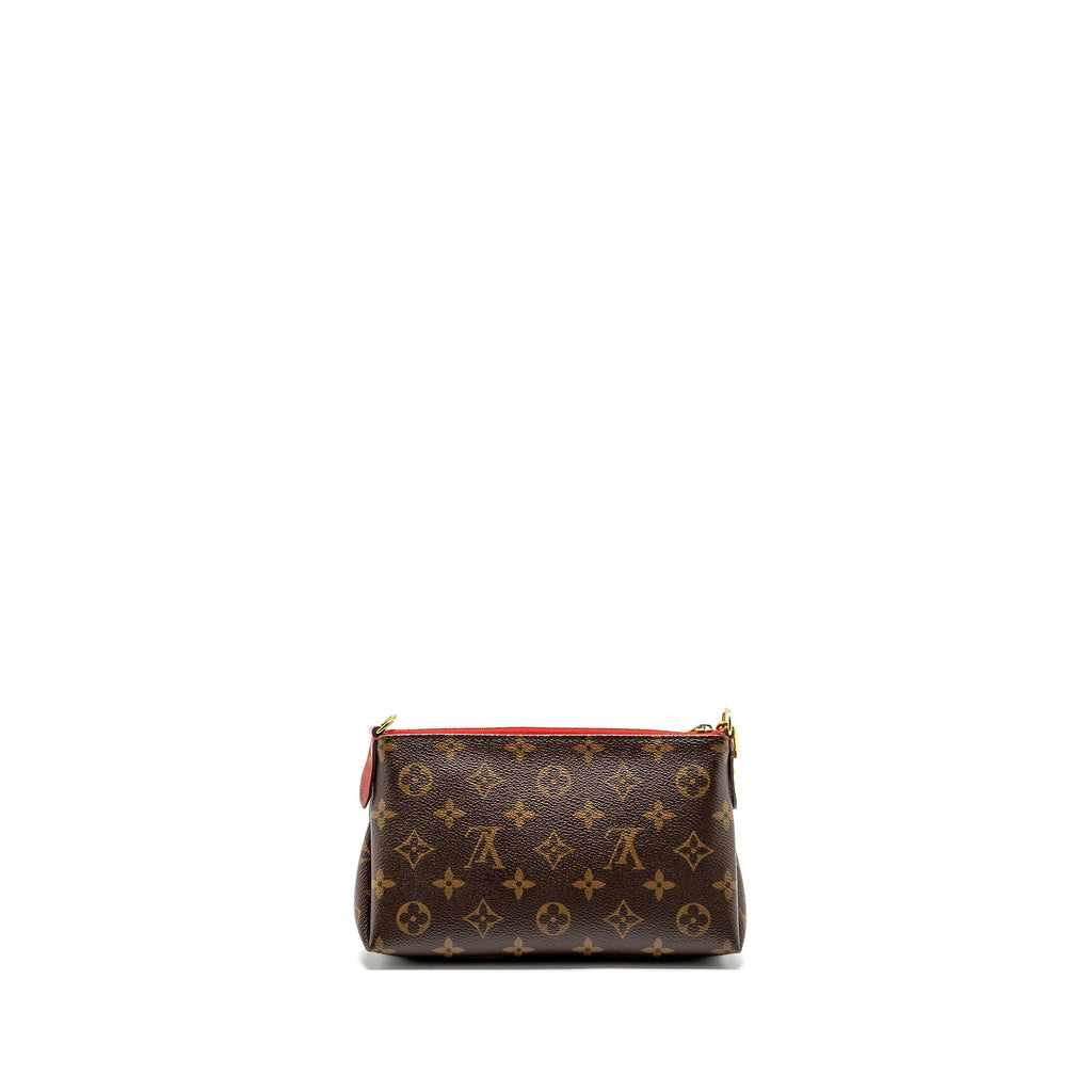 LOUIS VUITTON PALLAS CLUTCH MONOGRAM 2 WAY SHOULDER BAG MONOGRAM CANVAS/LEATHER CERISE GHW