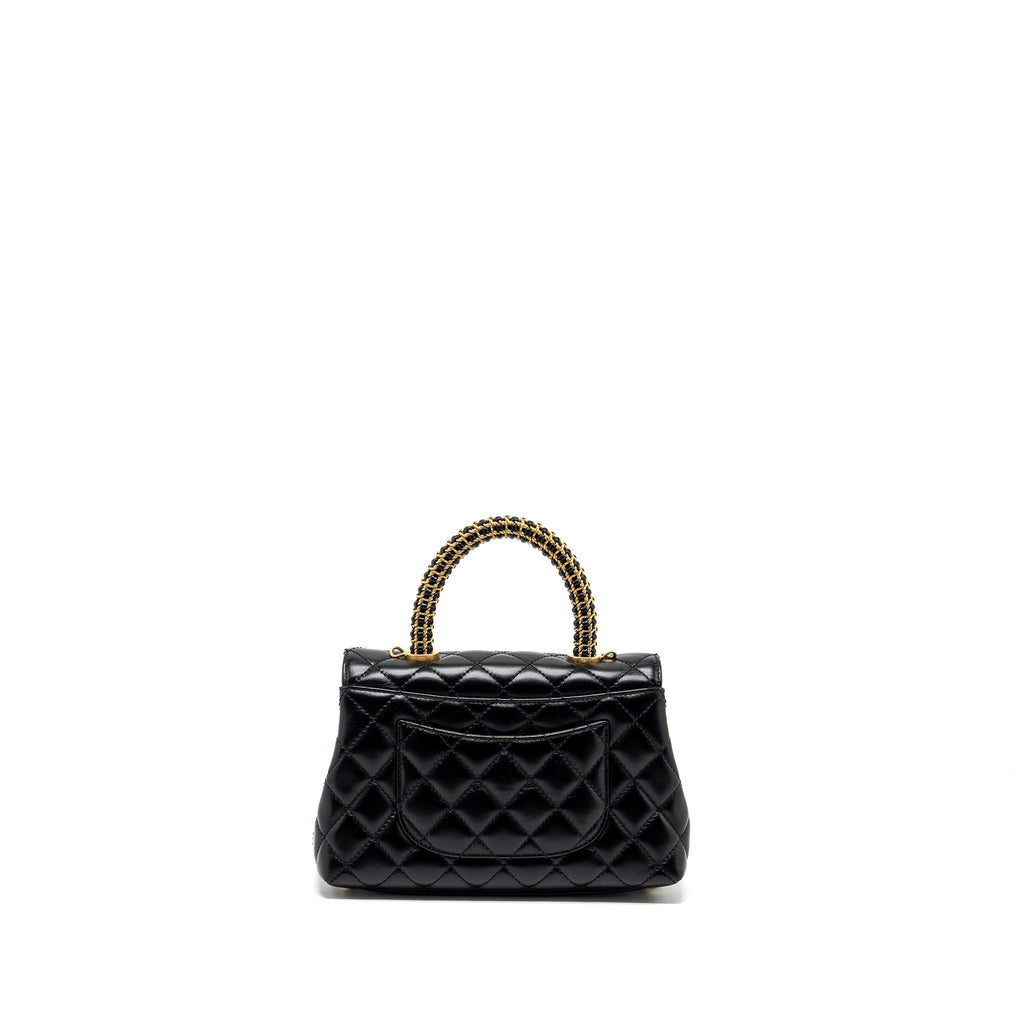 CHANEL SMALL COCO HANDLE LIMITED EDITION SMOOTH CALFSKIN BLACK GHW(MICROCHIP)