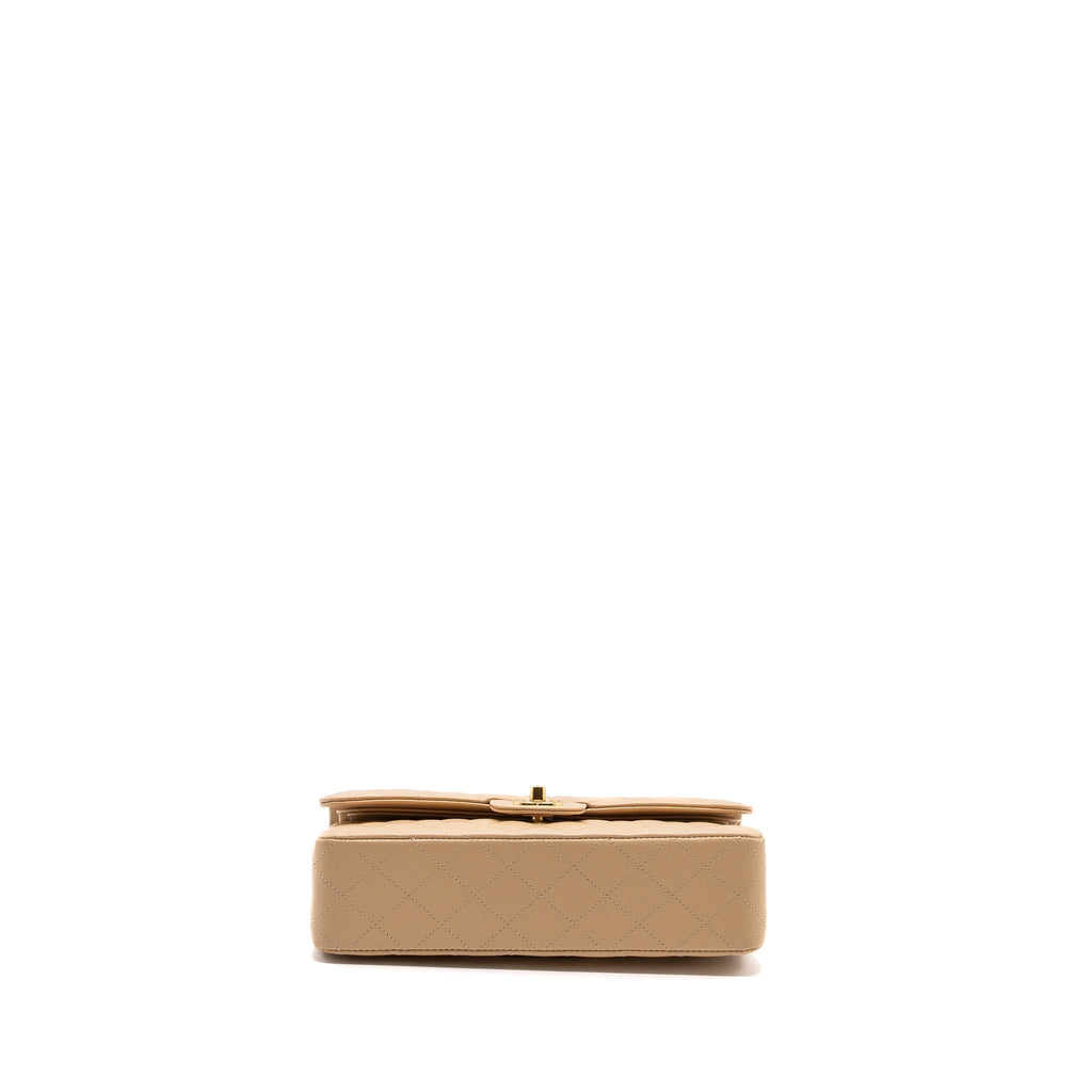 CHANEL MEDIUM CLASSIC DOUBLE FLAP BAG CAVIAR BEIGE GHW (MICROCHIP)