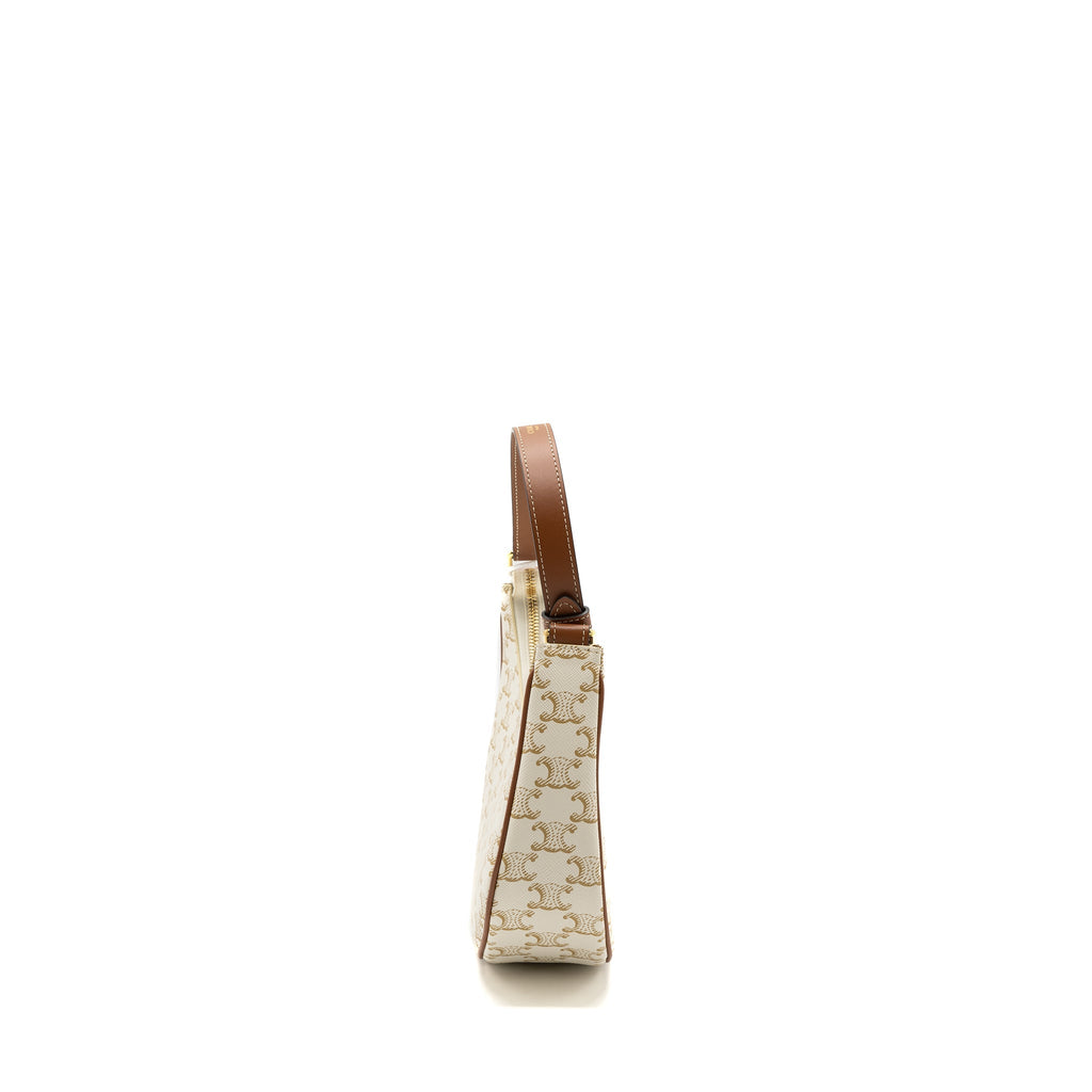 CELINE AVA BAG TRIOMPHE CANVAS/ CALFSKIN WHITE GHW