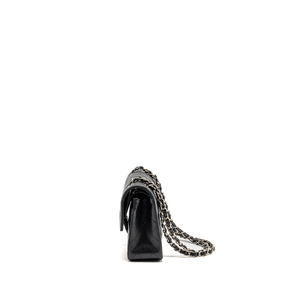 CHANEL SMALL CLASSIC DOUBLE FLAP BAG CAVIAR BLACK SHW