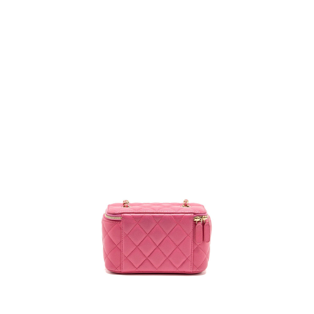 CHANEL LONG VANITY CASE WITH CHAIN CAVIAR HOT PINK LGHW