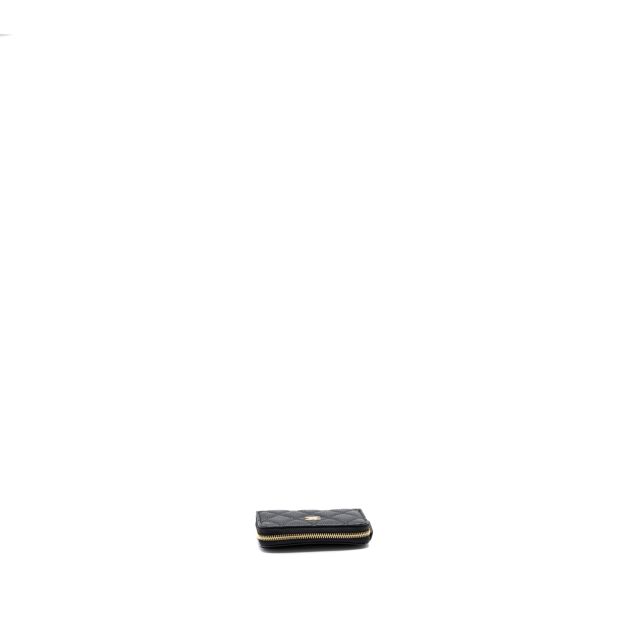 CHANEL QUILTED ZIPPER CARD HOLDER CAVIAR BLACK GHW (MICROCHIP)