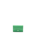 CHANEL CLASSIC FLAP WALLET CHEVRON CAVIAR GREEN SHW