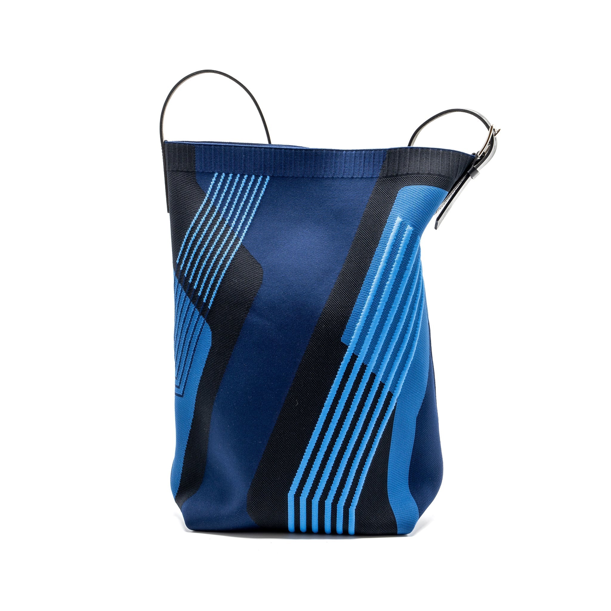 HERMES ETRIVIERE MM SHOULDER BAG FABRIC / HUNTER LEATHER BLUE/ BLACK WITH SHW