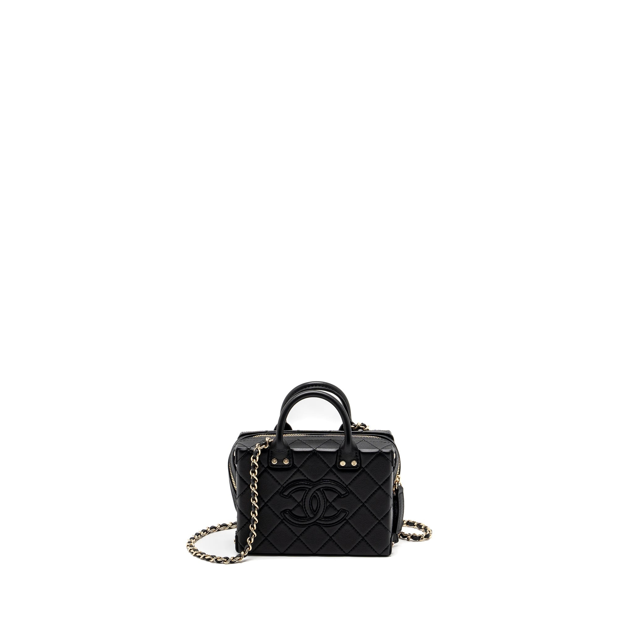 CHANEL 22B SMALL VANITY CASE CALFSKIN BLACK GHW (MICROCHIP)