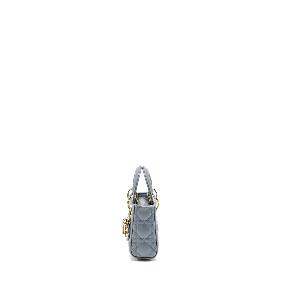 DIOR LADY DIOR MICRO BAG LAMBSKIN CLOUD BLUE LGHW