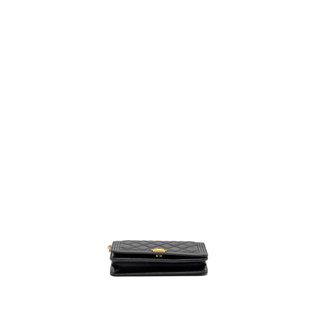 CHANEL BOY WALLET ON CHAIN CAVIAR BLACK GHW (MICROCHIP)
