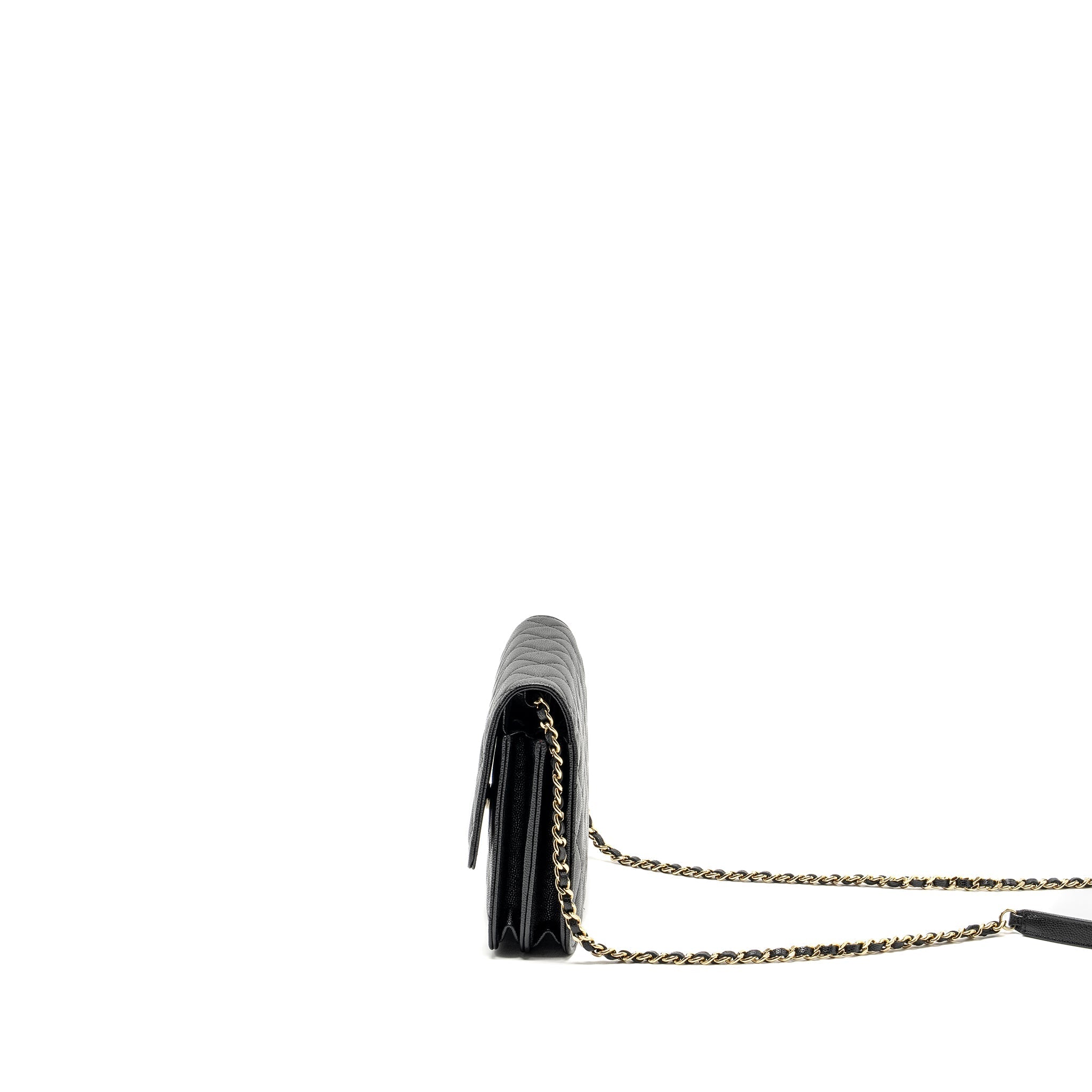 CHANEL QUILTED WALLET ON CHAIN CAVIAR BLACK GHW