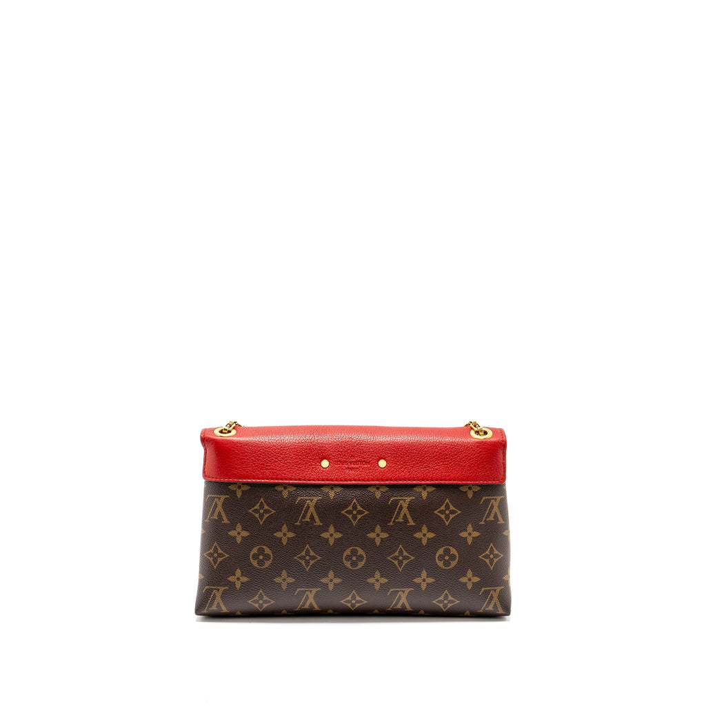 LOUIS VUITTON PALLAS CHAIN BAG MONOGRAM CANVAS/LEATHER RED GHW