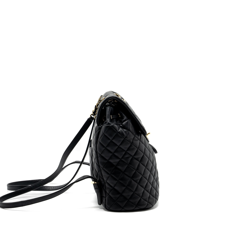 CHANEL QUILTED FLAP BACKPACK LAMBSKIN BLACK GHW