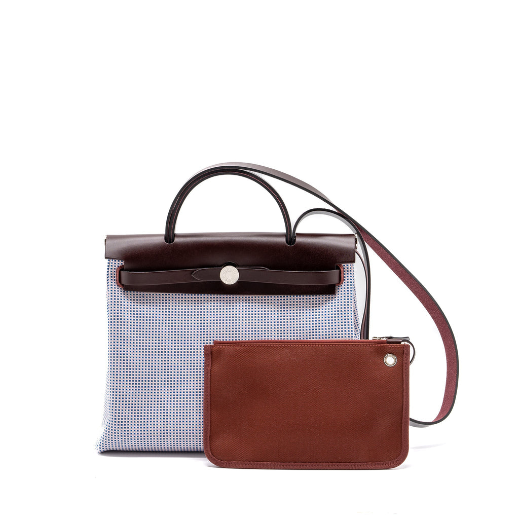 HERMES HERBAG 31 ZIP BAG MULTI COLOUR ROUGE SELLIER / PINK/ BLUE/ ECRU SHW
