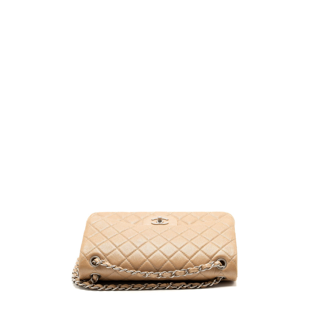 CHANEL CLASSIC JUMBO DOUBLE FLAP BAG CAVIAR IRIDESCENT BEIGE BRUSHED SHW