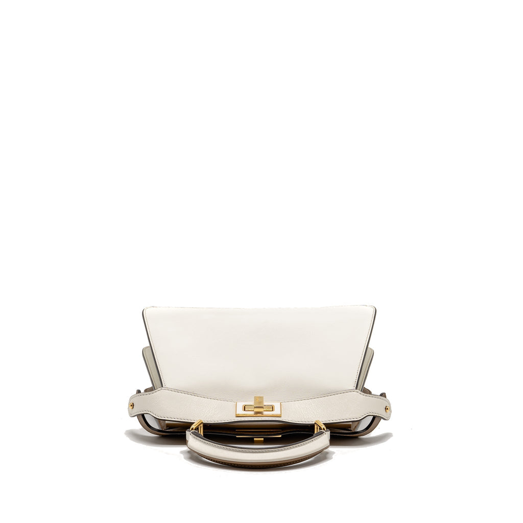 FENDI SMALL PEEKABOO ISEEU BAG NAPA LEATHER WHITE/BEIGE GHW