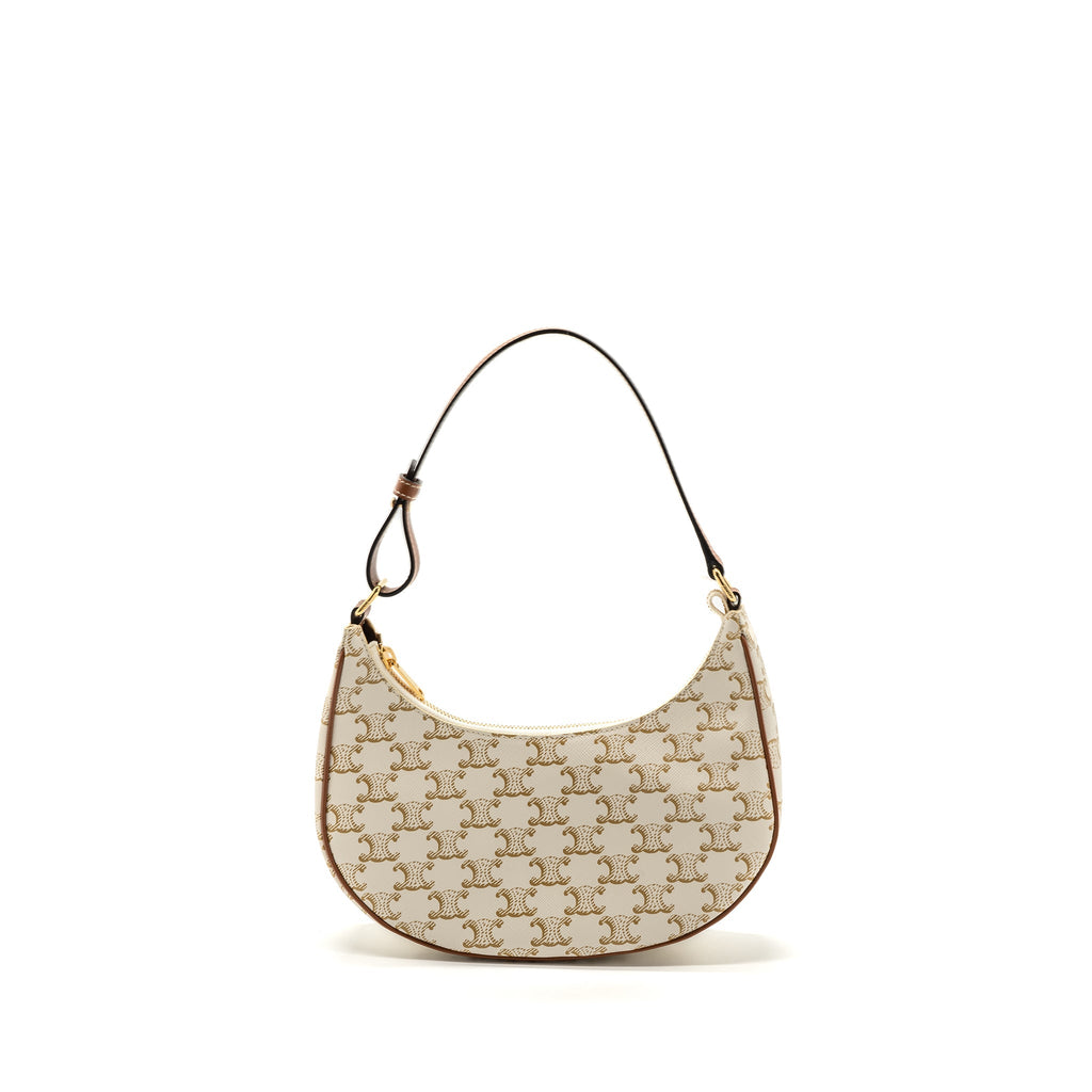CELINE AVA BAG TRIOMPHE CANVAS/ CALFSKIN WHITE GHW