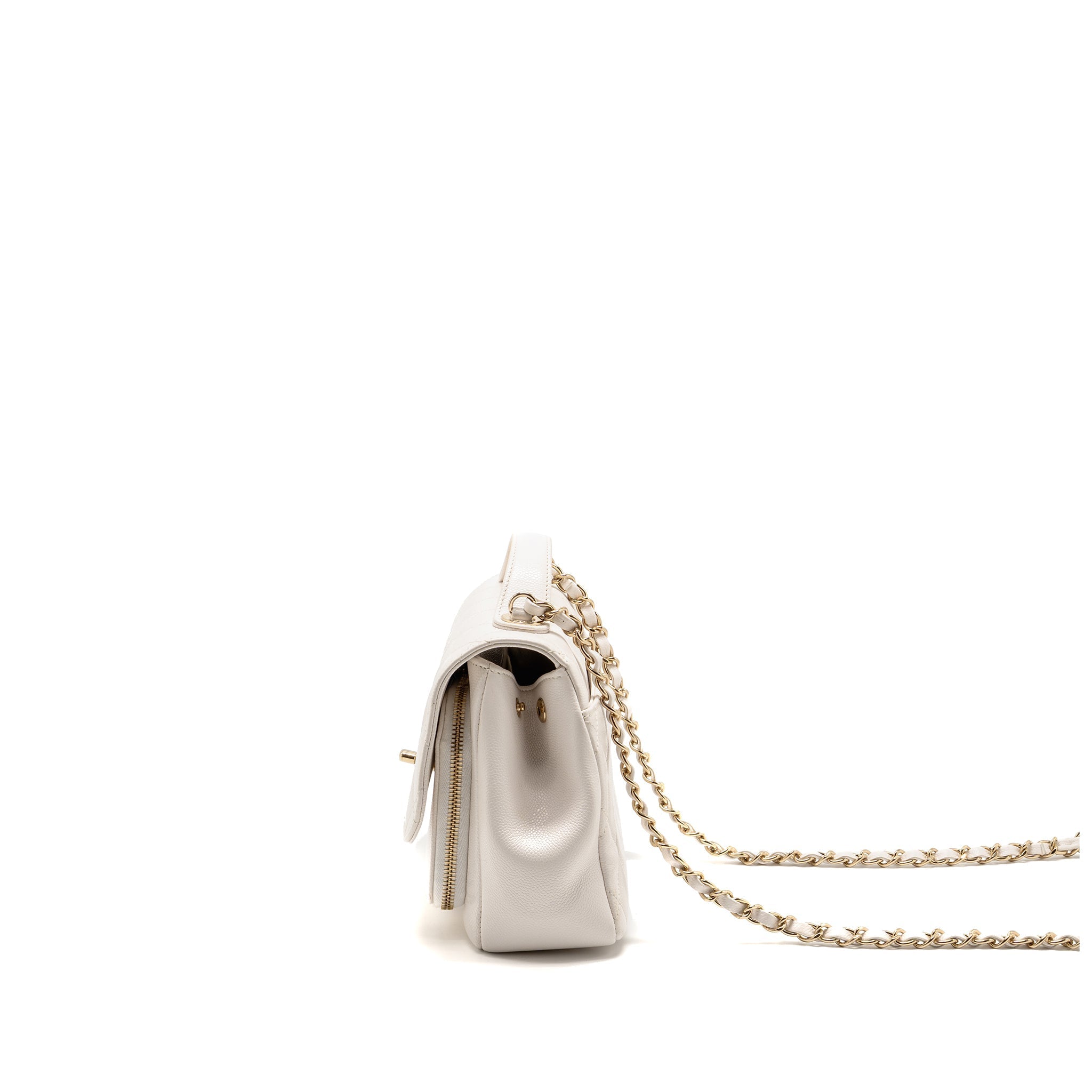CHANEL MEDIUM BUSINESS AFFINITY CAVIAR WHITE LGHW