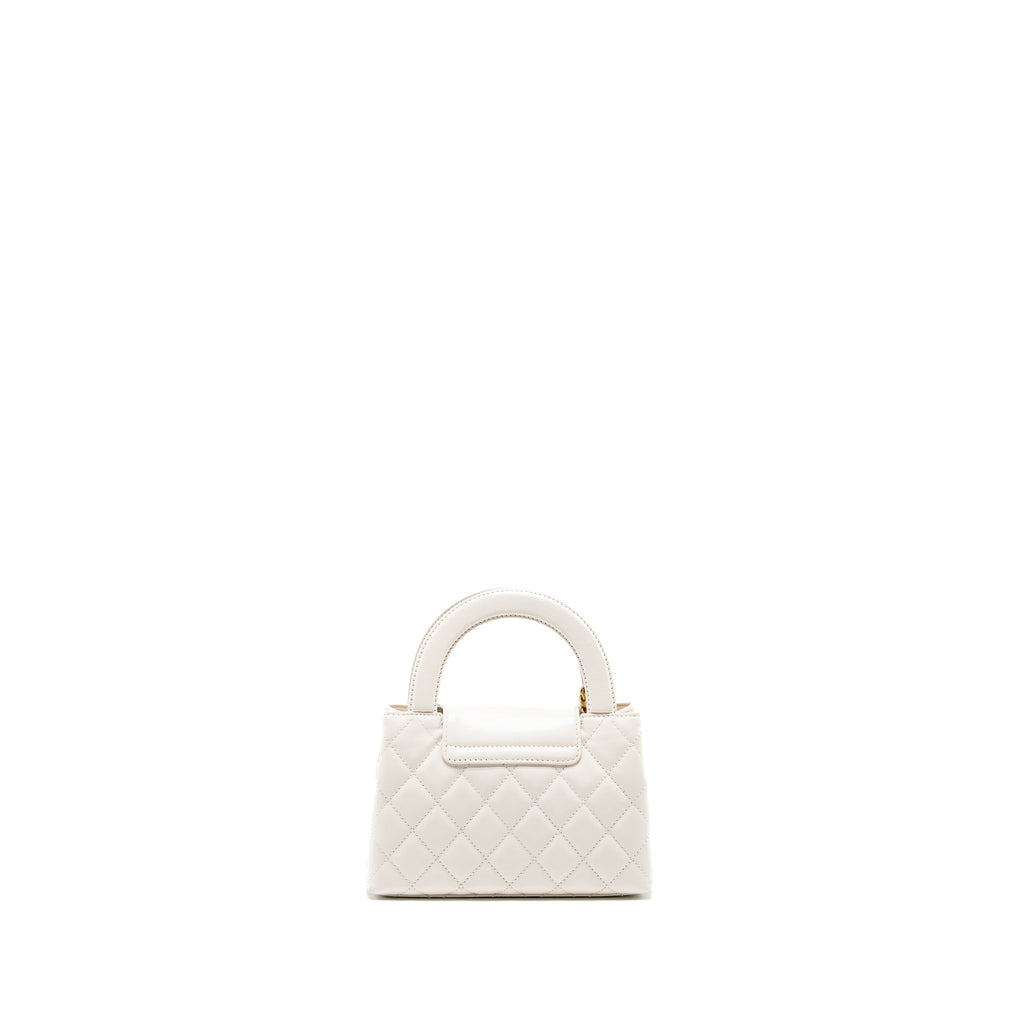 CHANEL 23K MINI KELLY SHOPPING TOTE BAG CALFSKIN WHITE GHW (MICROCHIP)