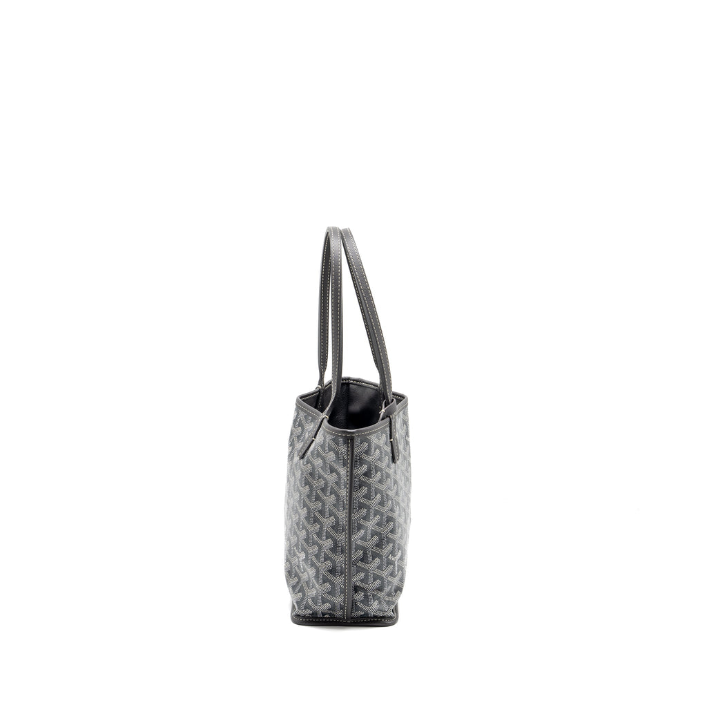 GOYARD MINI ANJOU TOTE BAG GOYARDLINE CANVAS/CALFSKIN GREY SHW