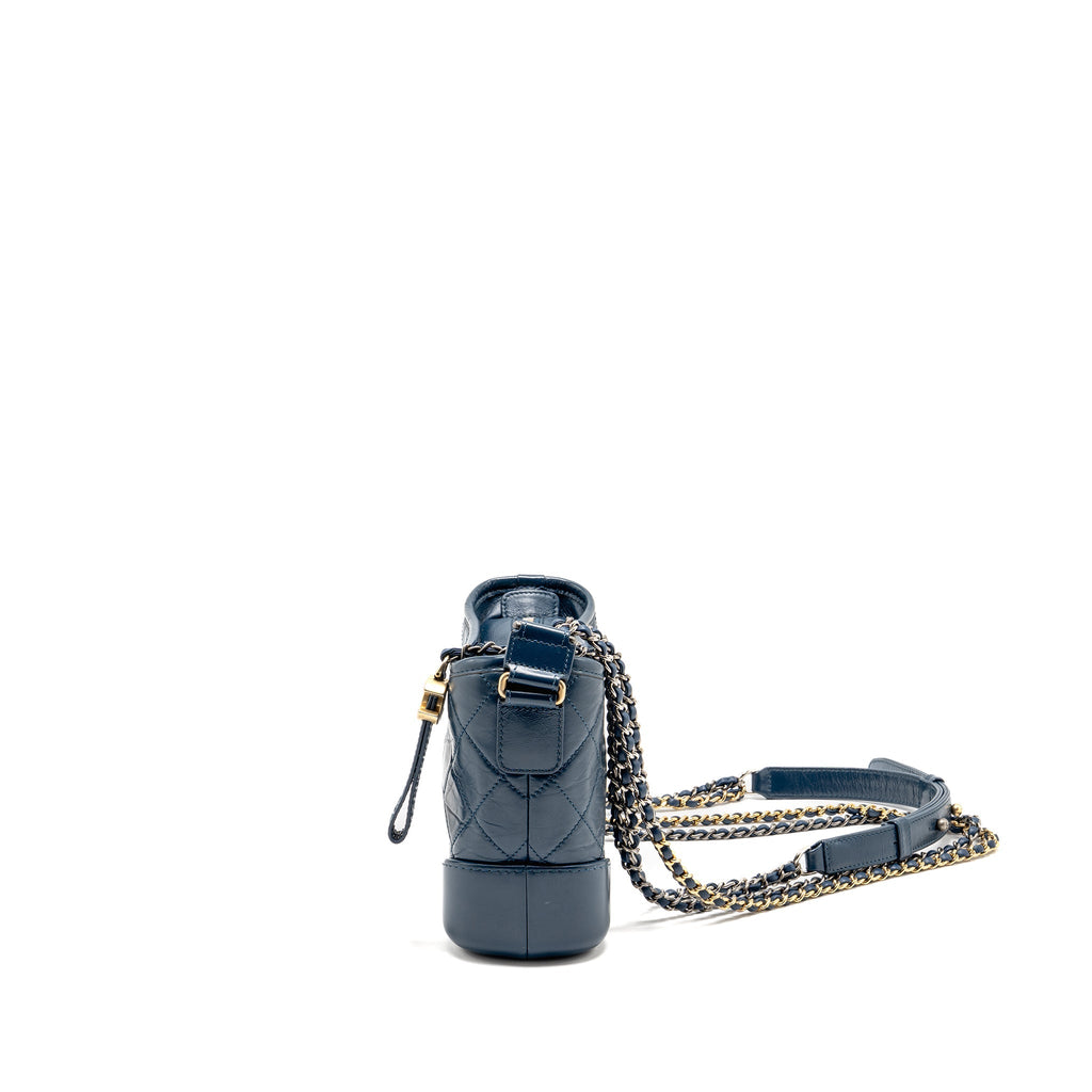 CHANEL SMALL GABRIELLE HOBO BAG AGED CALFSKIN BLUE MULTICOLOURED HARDWARE