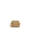 CHANEL CC LOGO QUILTED MINI CLUTCH WITH CHAIN CAVIAR BEIGE GHW (MICROCHIP)